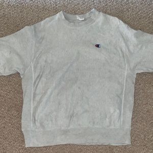 Champion Ash White / Heather Grey Reverse Weave Embroidered Crewneck SZL